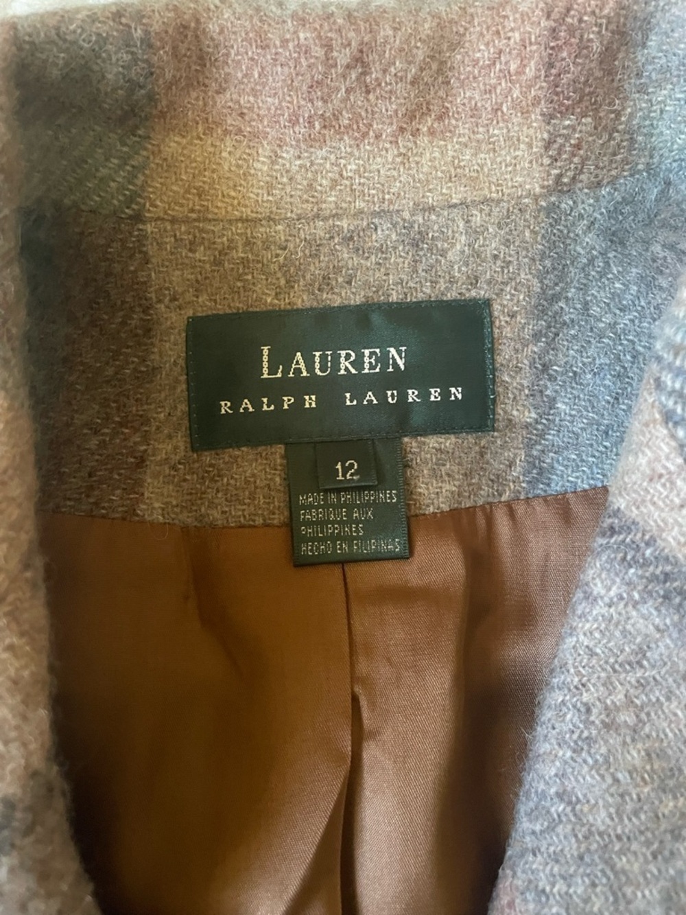 Lauren Ralph Lauren Brown and Gray Wool Blend Blazer
